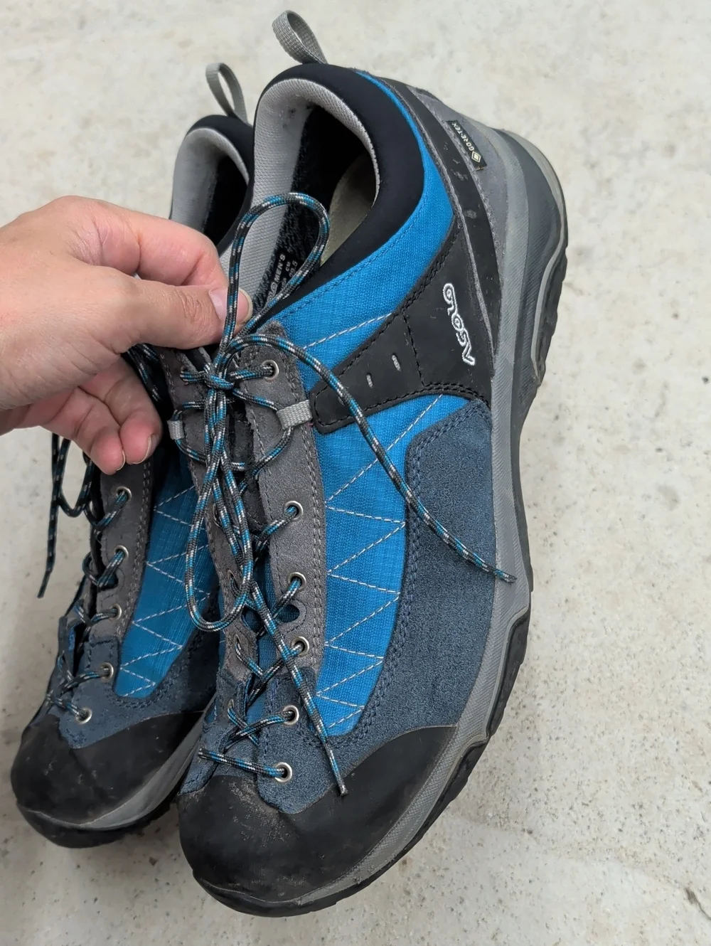 Asolo Pipe GV Gore-Tex Blue and Gray Men's Outdoor Lace-Up Hiking Shoes